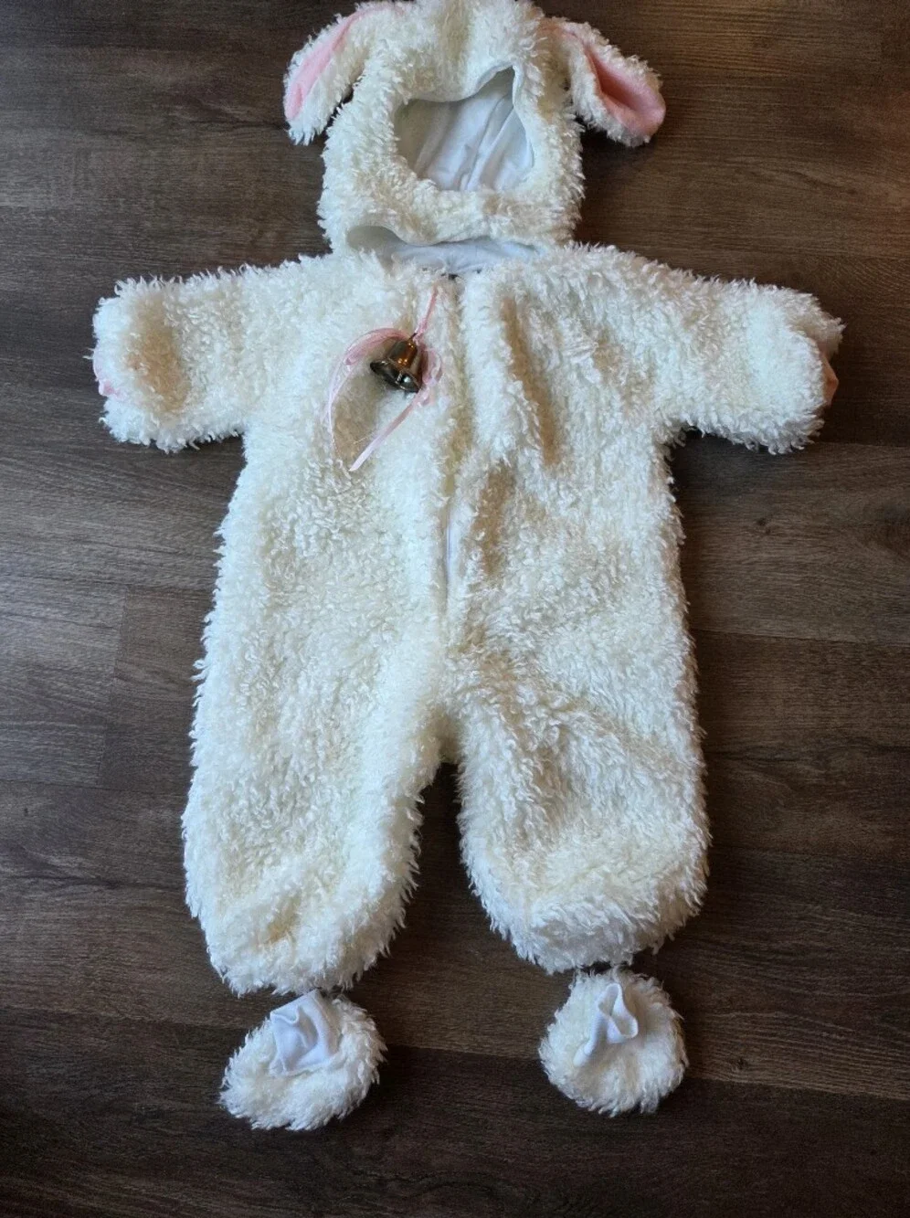 Handmade Baby Toddler Lamb Costume Jumpsuit Furry White w/Booties & Headpiece